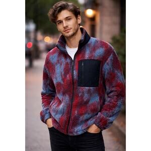 Original Use Men’s Fleece Size Small – Colorful Sherpa Zip Up – Made in Vietnam